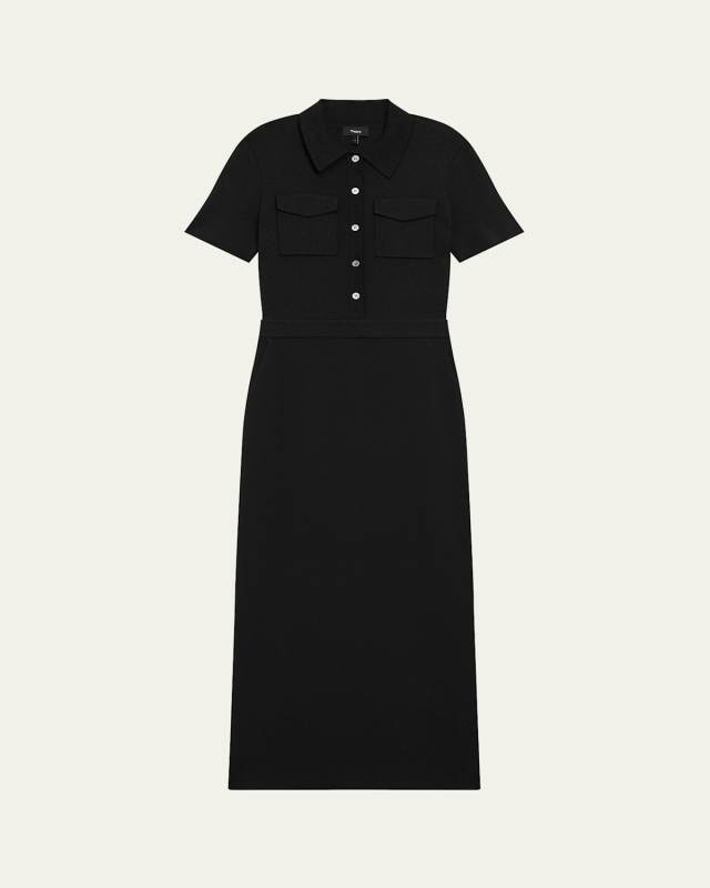 Admiral Crepe Short-Sleeve Utility Midi Dress